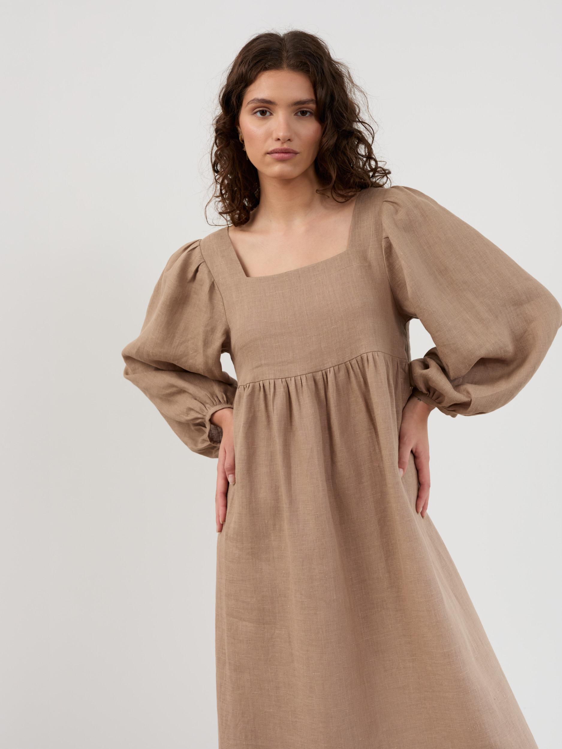 Square Neck Linen Maxi Dress Anemone