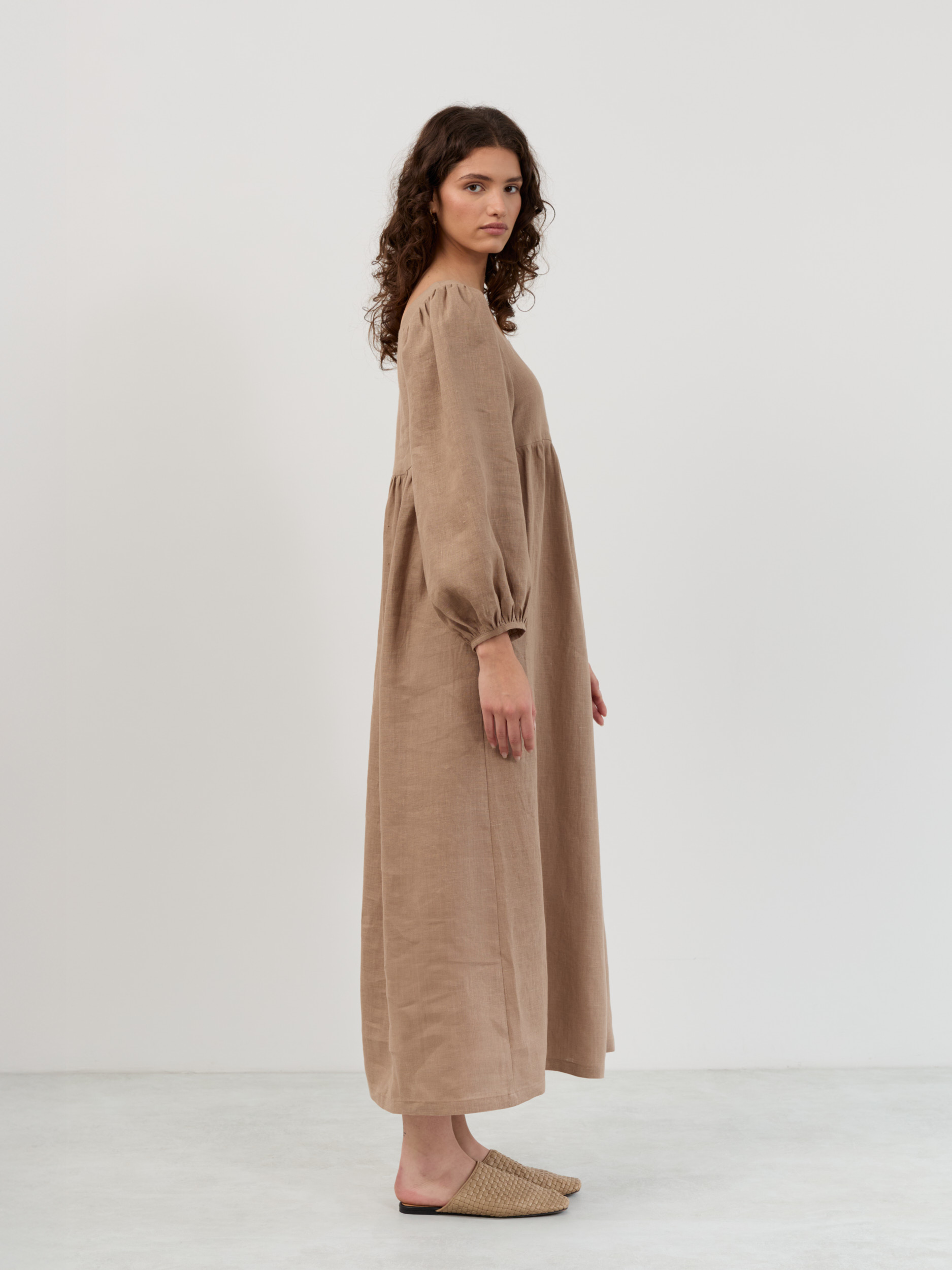 Square Neck Linen Maxi Dress Anemone