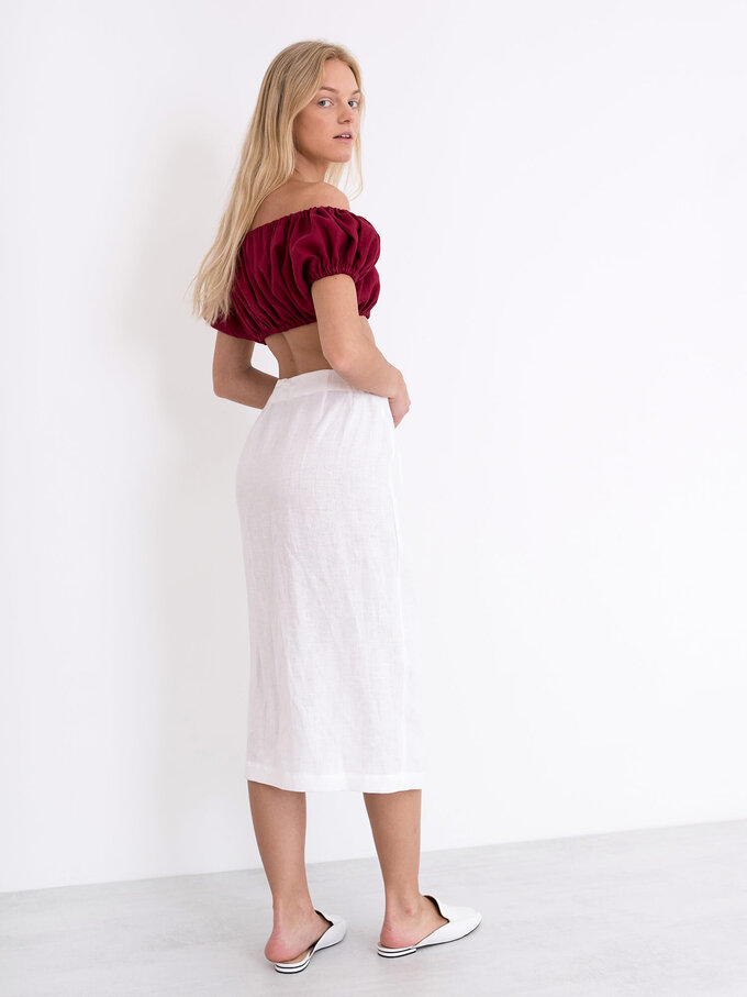 Image 5 of ABIGAIL Linen Wrap Skirt in White from Love and Confuse