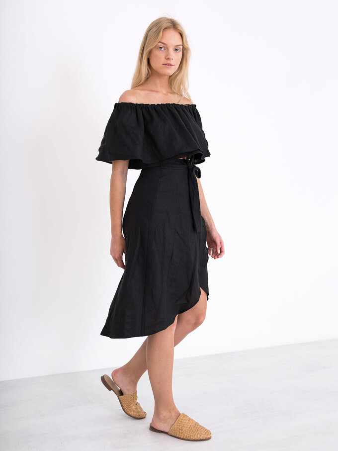 Image 2 of ACACIA Off Shoulder Linen Top in Black from Love and Confuse