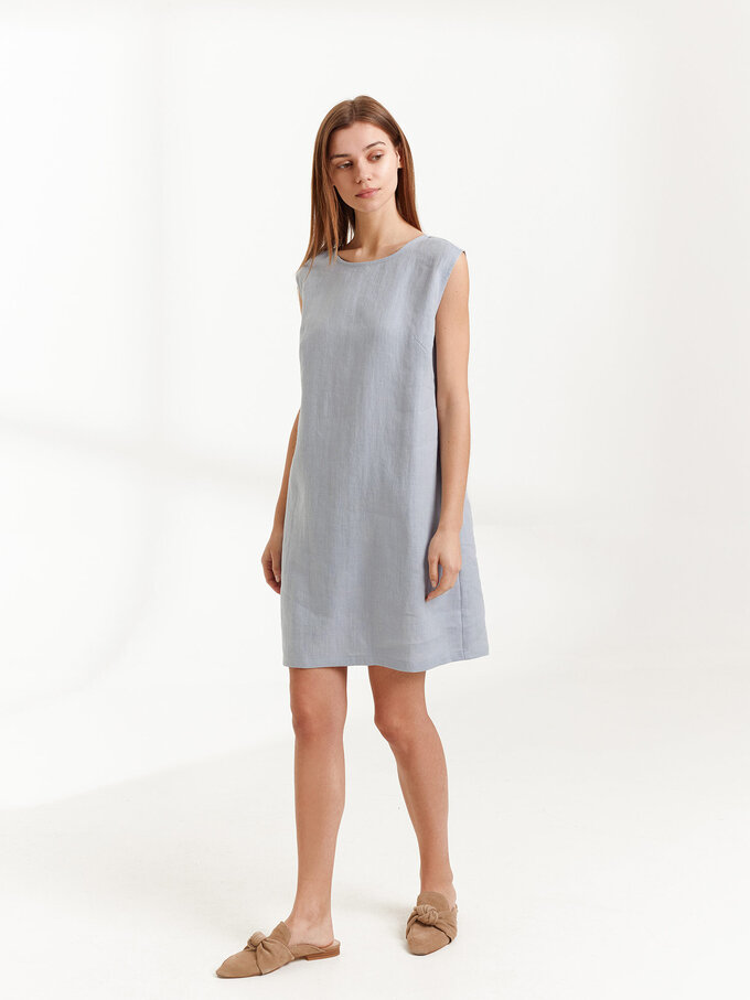 Image 4 of AJA Linen Tank Dress in Bluestone from Love and Confuse