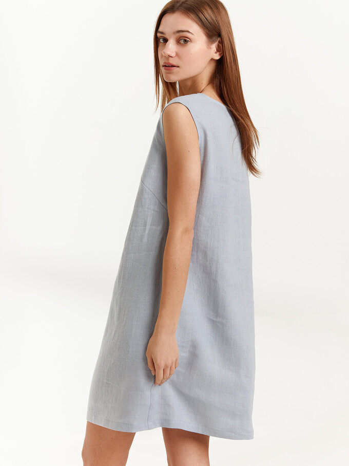 Image 6 of AJA Linen Tank Dress in Bluestone from Love and Confuse