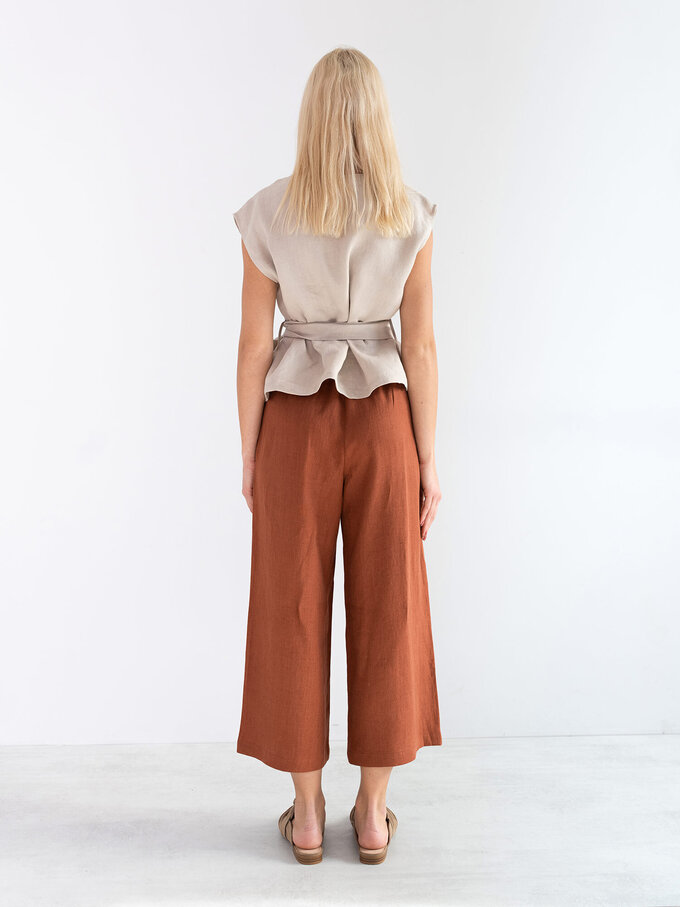 Image 4 of ALEXANDRA Linen Tie Waist Top in Beige from Love and Confuse