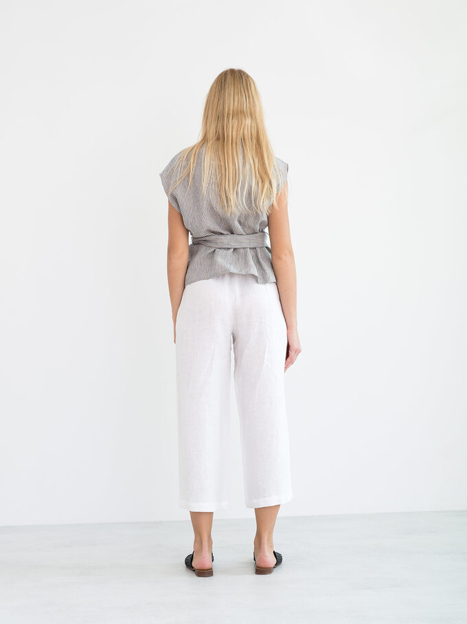 Image 5 of ALEXANDRA Linen Tie Waist Top in Stripe from Love and Confuse