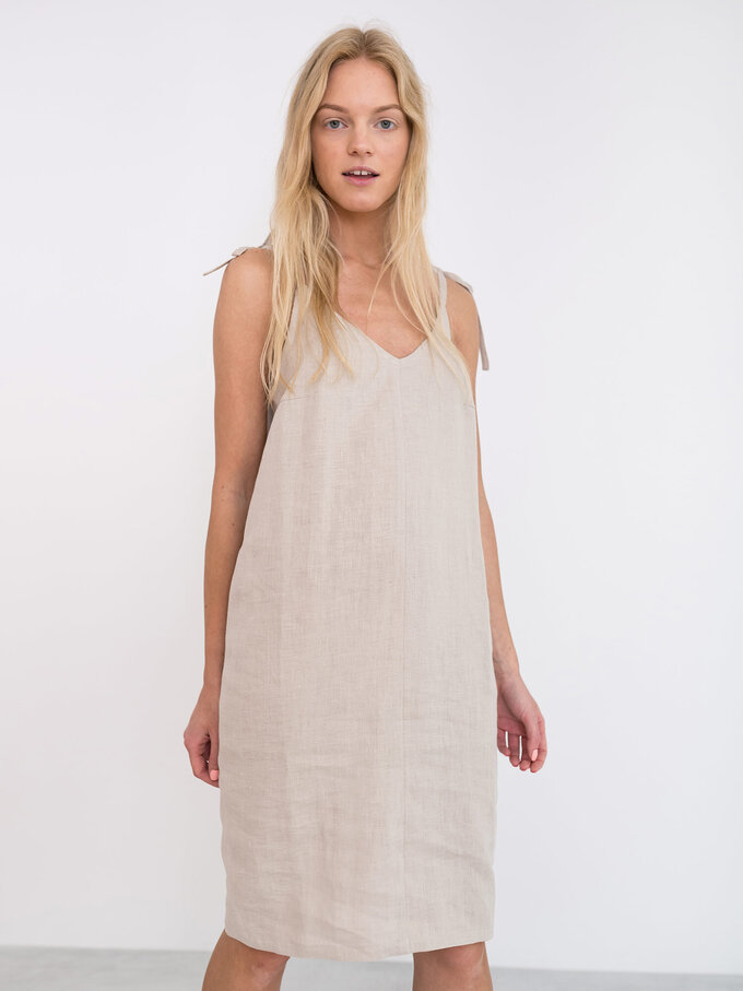 Image 1 of ARIA Linen Slip Dress in Beige from Love and Confuse