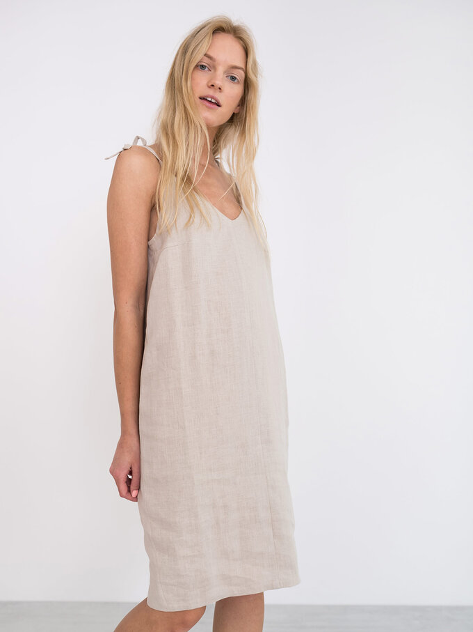 Image 3 of ARIA Linen Slip Dress in Beige from Love and Confuse