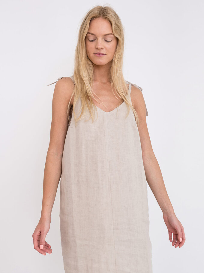 Image 4 of ARIA Linen Slip Dress in Beige from Love and Confuse