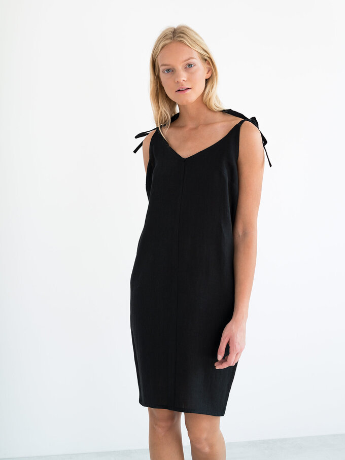 Image 3 of ARIA Linen Slip Dress in Black from Love and Confuse