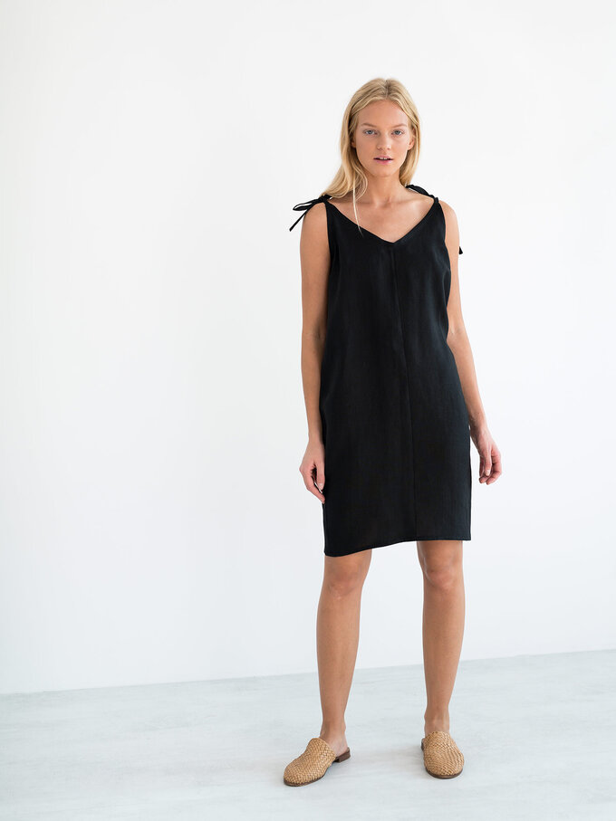 Image 4 of ARIA Linen Slip Dress in Black from Love and Confuse