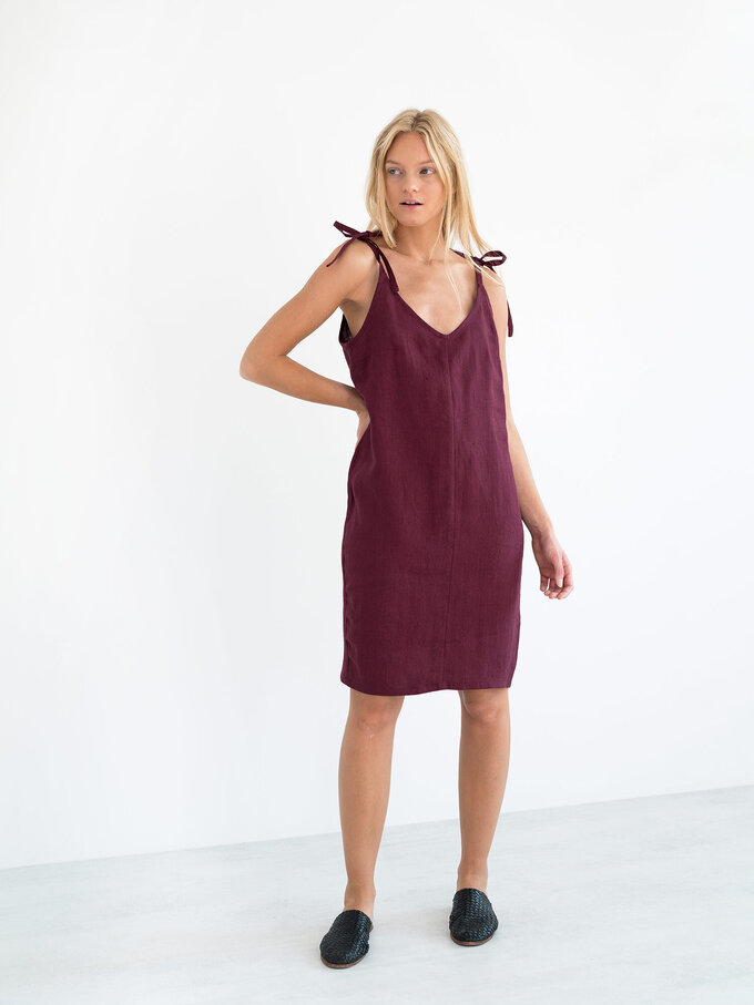 Image 1 of ARIA Linen Slip Dress in Eggplant from Love and Confuse