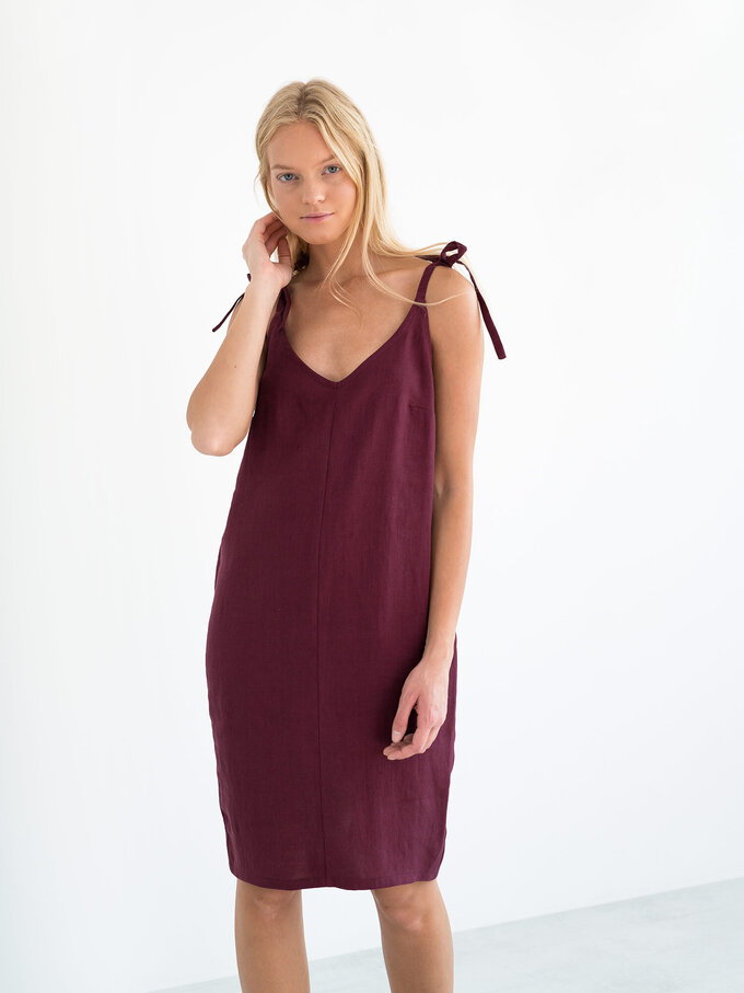 Image 2 of ARIA Linen Slip Dress in Eggplant from Love and Confuse