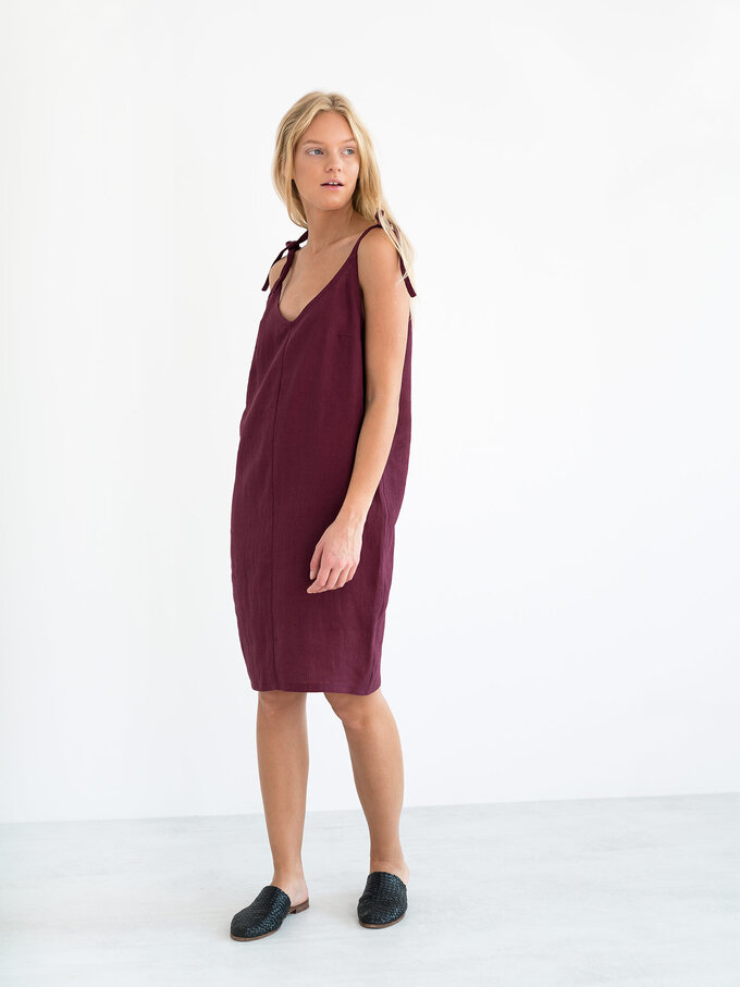 Image 4 of ARIA Linen Slip Dress in Eggplant from Love and Confuse