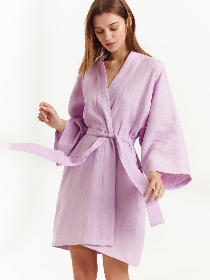 Image 2 of ATHENA Linen Wrap Dress in Lilac from Love and Confuse