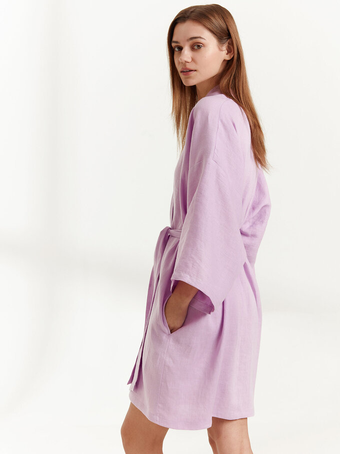 Image 3 of ATHENA Linen Wrap Dress in Lilac from Love and Confuse