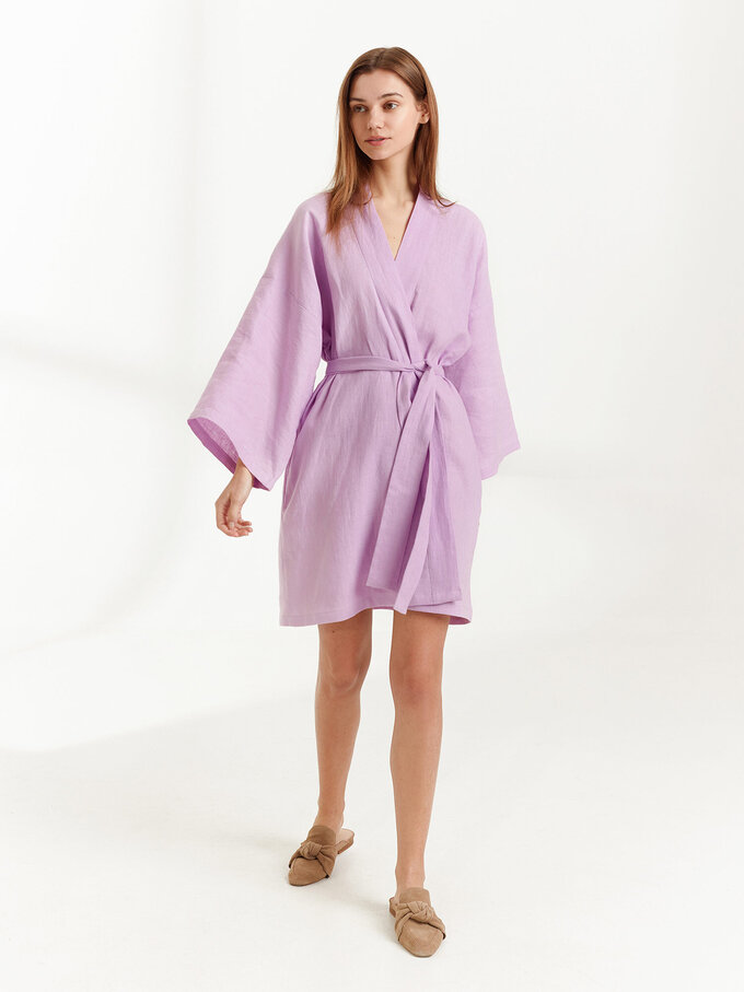 Image 4 of ATHENA Linen Wrap Dress in Lilac from Love and Confuse