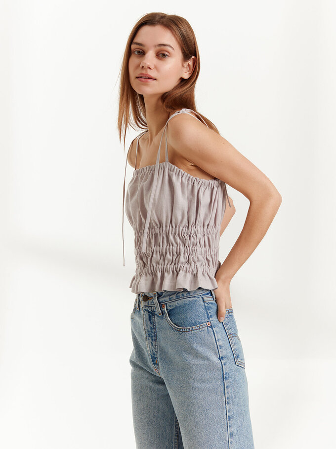 Image 1 of AUGUST Linen Strap Top in Silver Pink from Love and Confuse