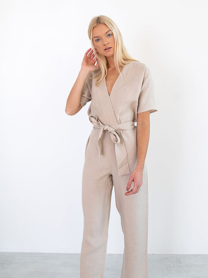 Image 2 of AURORA Linen Jumpsuit in Beige from Love and Confuse