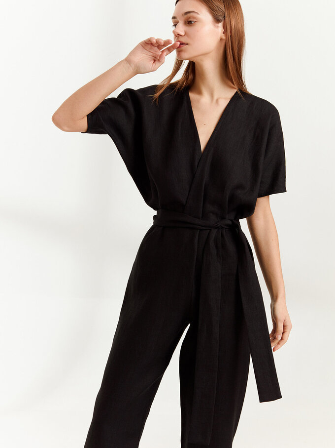 Image 3 of AURORA Linen Jumpsuit in Black from Love and Confuse