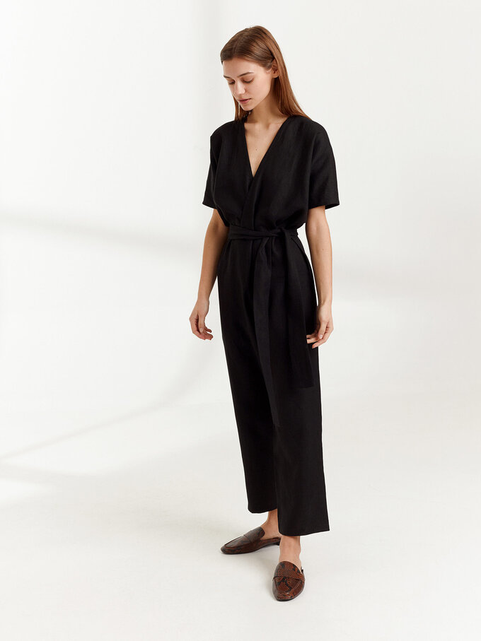 Image 4 of AURORA Linen Jumpsuit in Black from Love and Confuse