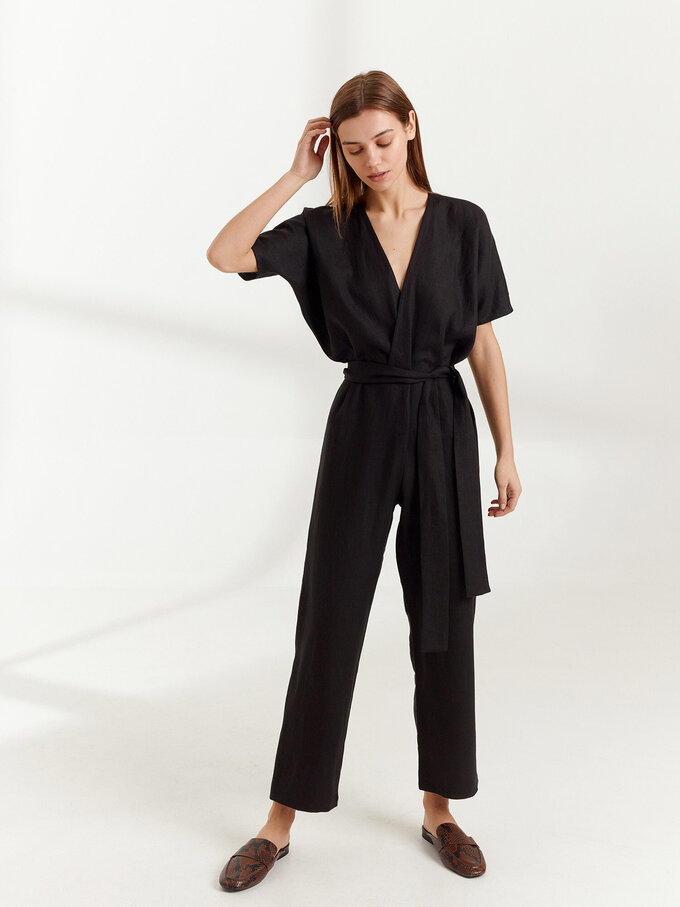 Image 5 of AURORA Linen Jumpsuit in Black from Love and Confuse