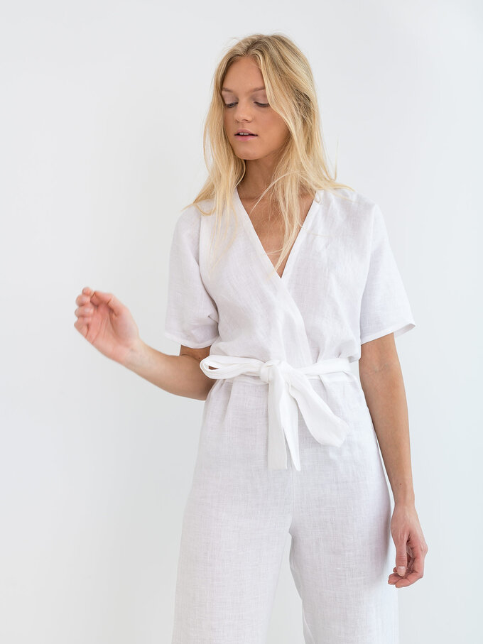 Image 1 of AURORA Linen Jumpsuit in White from Love and Confuse