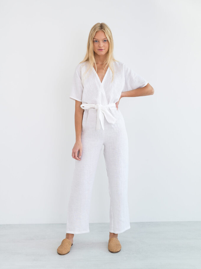 Image 2 of AURORA Linen Jumpsuit in White from Love and Confuse