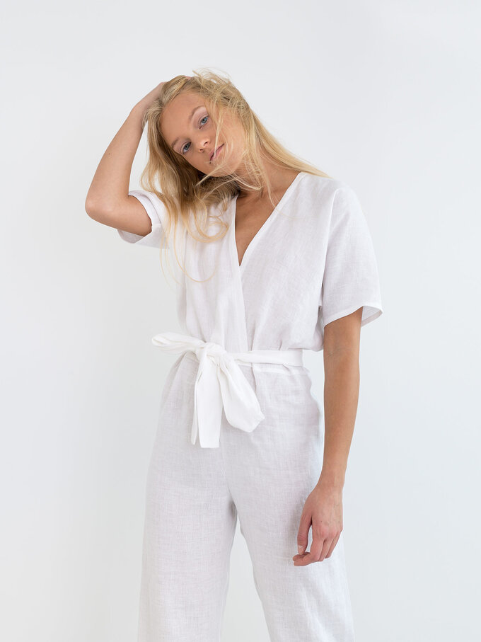 Image 3 of AURORA Linen Jumpsuit in White from Love and Confuse