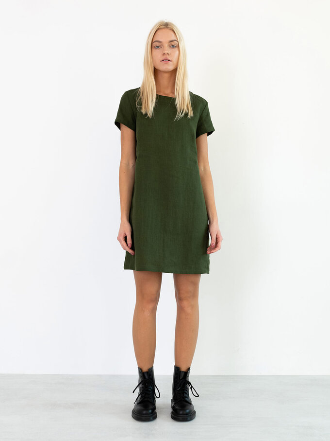 Image 2 of BEATRICE Linen Dress in Forest Green from Love and Confuse