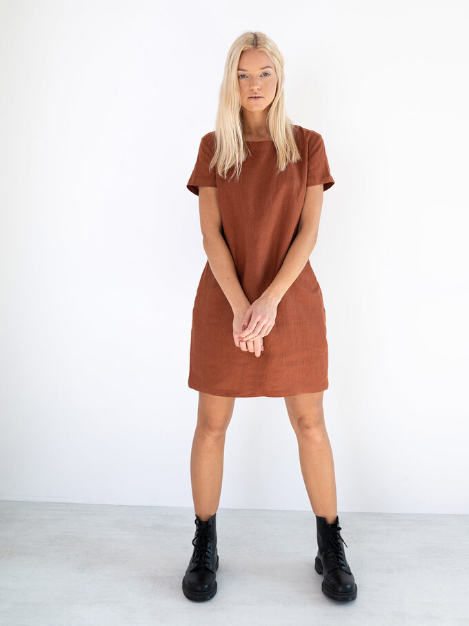 Image 1 of BEATRICE Linen Dress in Rust from Love and Confuse