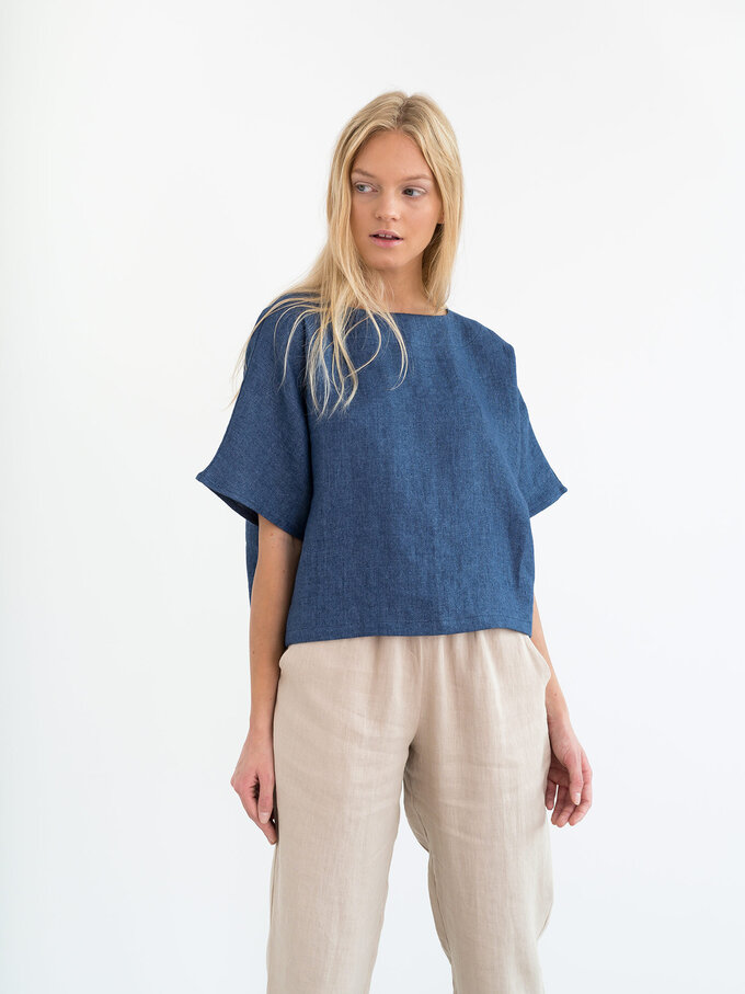 Image 2 of BEE Linen Top in Denim from Love and Confuse