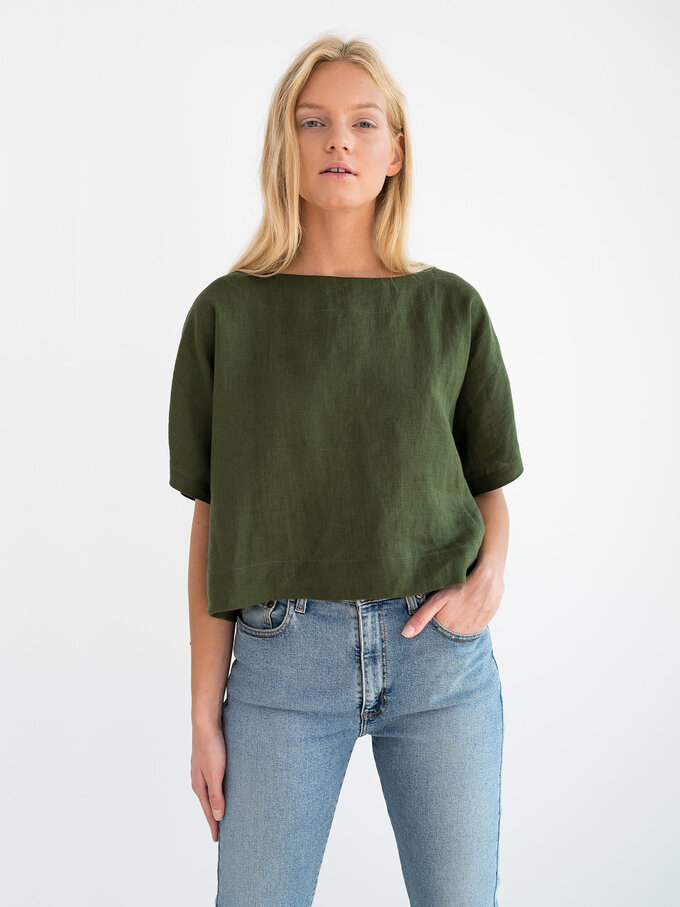 Image 5 of BEE Linen Top in Forest Green from Love and Confuse