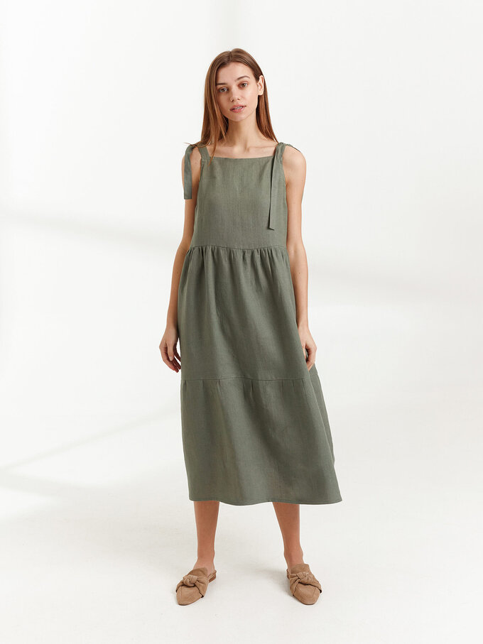 Image 3 of BERRY Linen Strap Dress in Sage Green from Love and Confuse