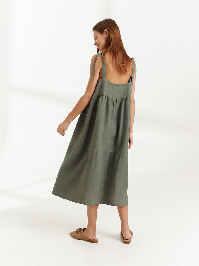 Image 4 of BERRY Linen Strap Dress in Sage Green from Love and Confuse