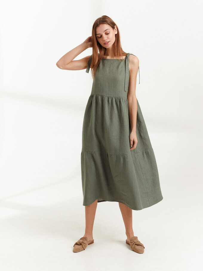 Image 5 of BERRY Linen Strap Dress in Sage Green from Love and Confuse