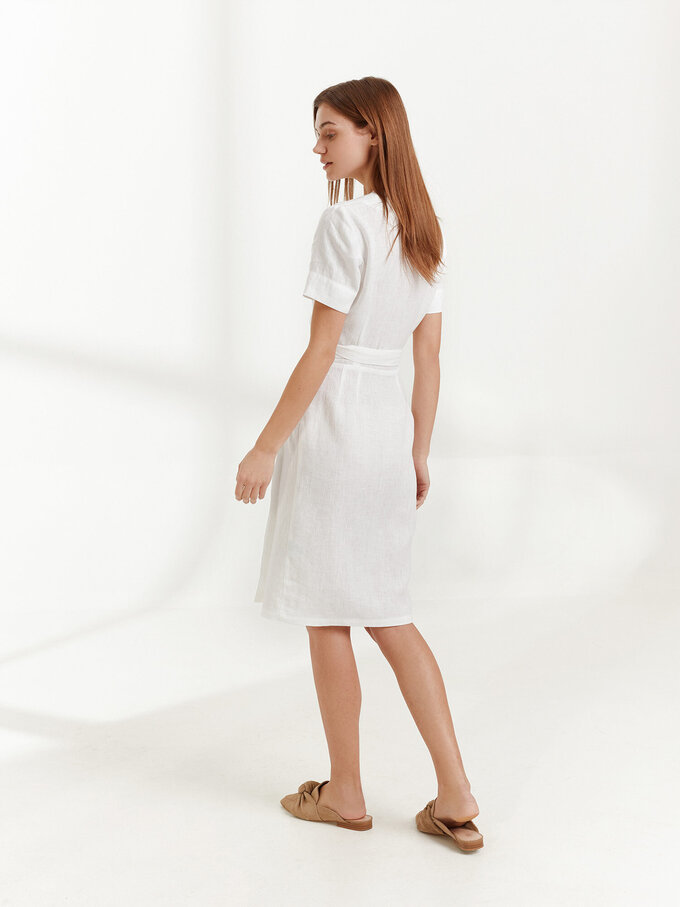 Image 6 of BRIGITTE Linen Wrap Dress in White from Love and Confuse