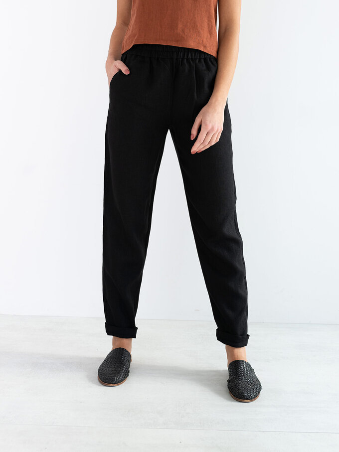 Image 2 of BRINLEY Linen Pants in Black from Love and Confuse