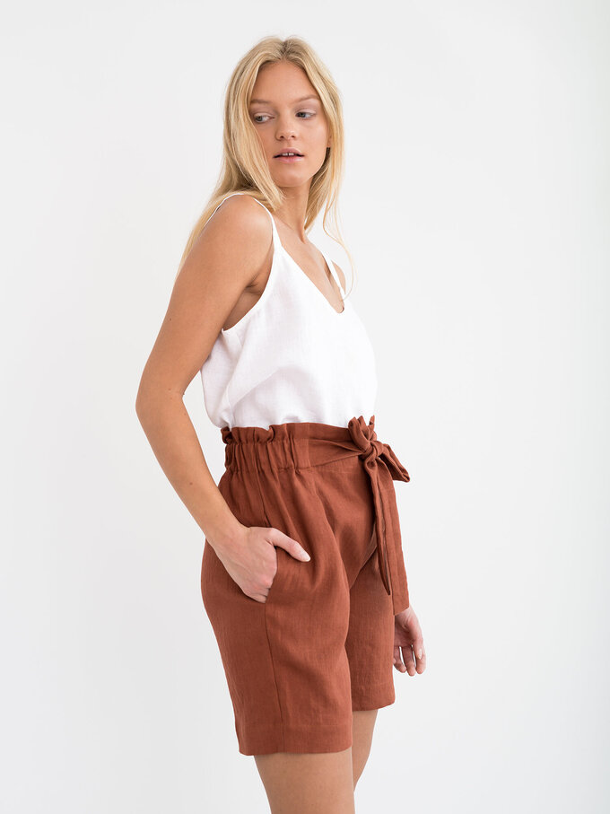 Image 3 of CORA Linen Shorts in Rust from Love and Confuse