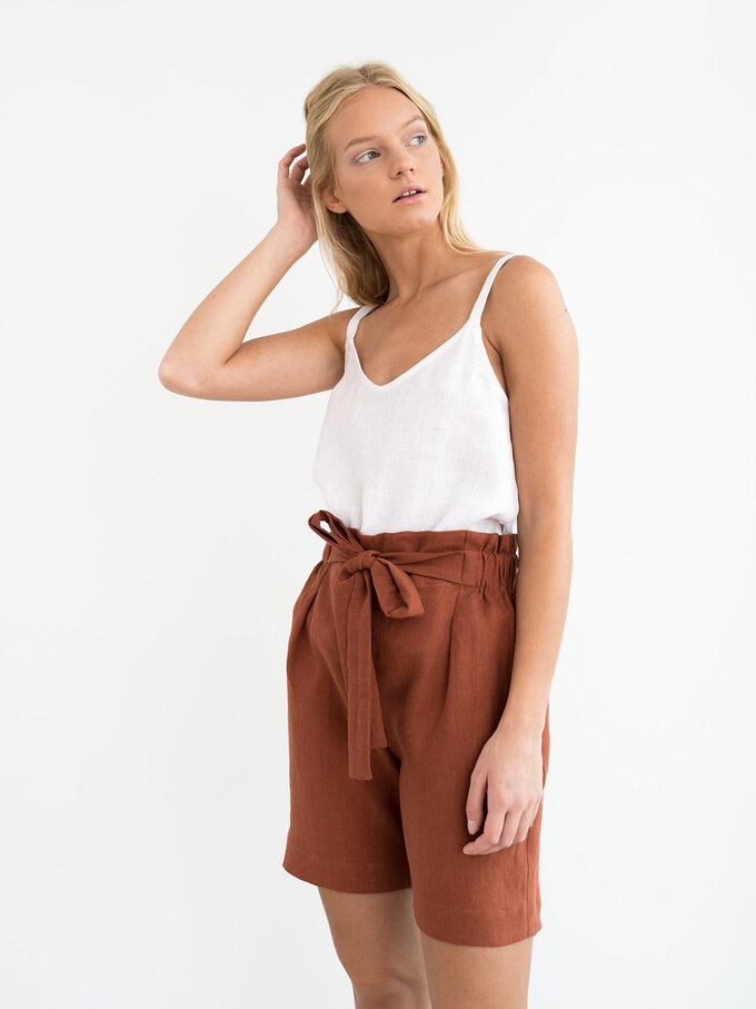 Image 5 of CORA Linen Shorts in Rust from Love and Confuse