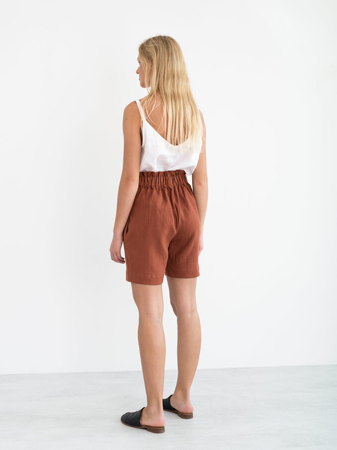 Image 6 of CORA Linen Shorts in Rust from Love and Confuse