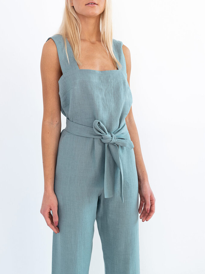 Image 3 of DAKOTA Linen Jumpsuit in Dark Turquoise from Love and Confuse