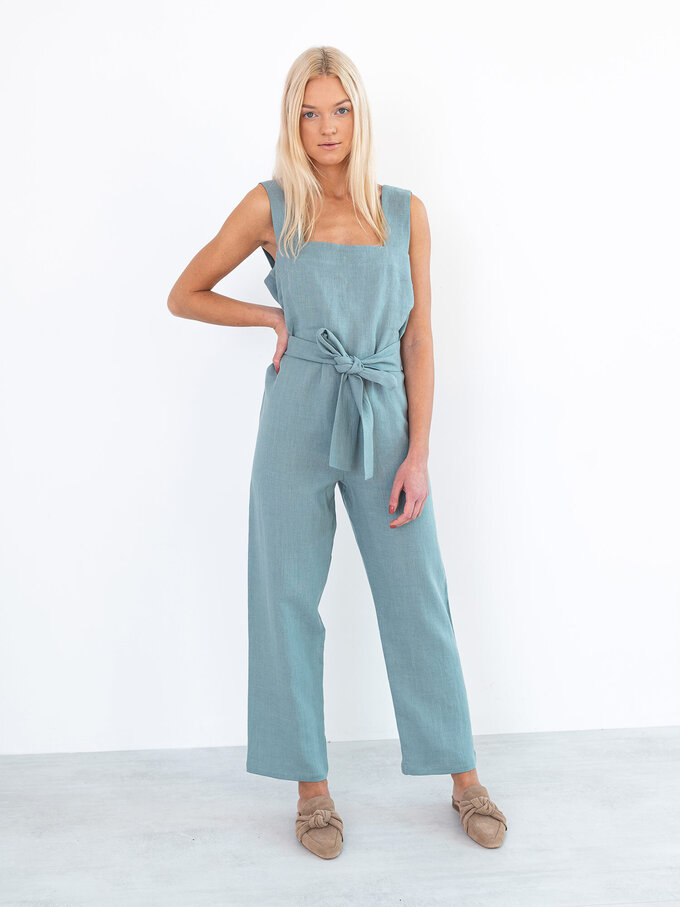 Image 4 of DAKOTA Linen Jumpsuit in Dark Turquoise from Love and Confuse