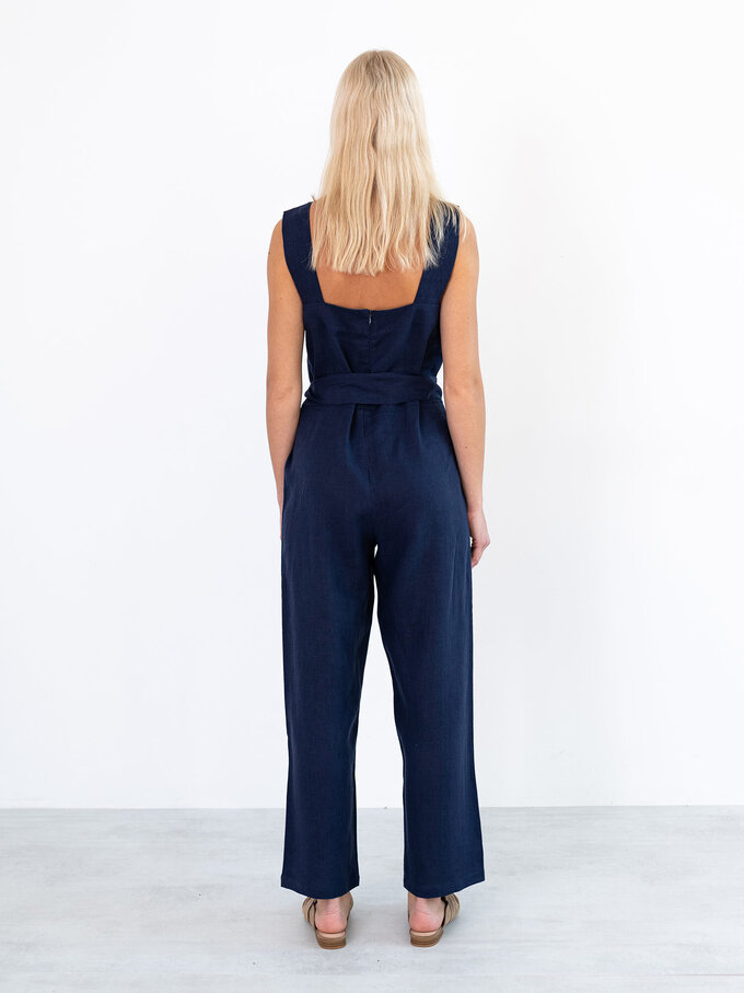 Image 5 of DAKOTA Linen Jumpsuit in Navy Blue from Love and Confuse