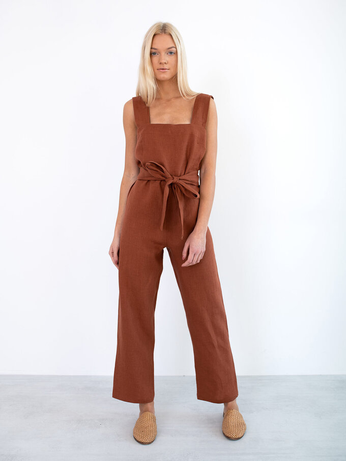 Image 2 of DAKOTA Linen Jumpsuit in Rust from Love and Confuse