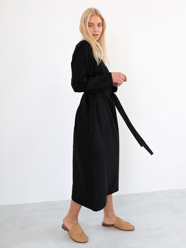 Image 1 of DAWN Linen Maxi Dress in Black from Love and Confuse