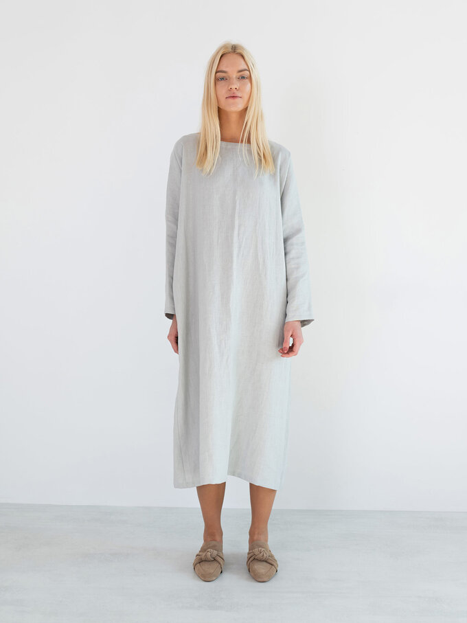 Image 3 of DAWN Linen Maxi Dress in Cloudy Grey from Love and Confuse