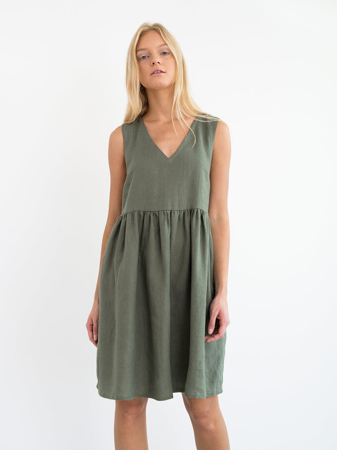 Image 1 of FRESSIA Linen Dress in Sage Green from Love and Confuse