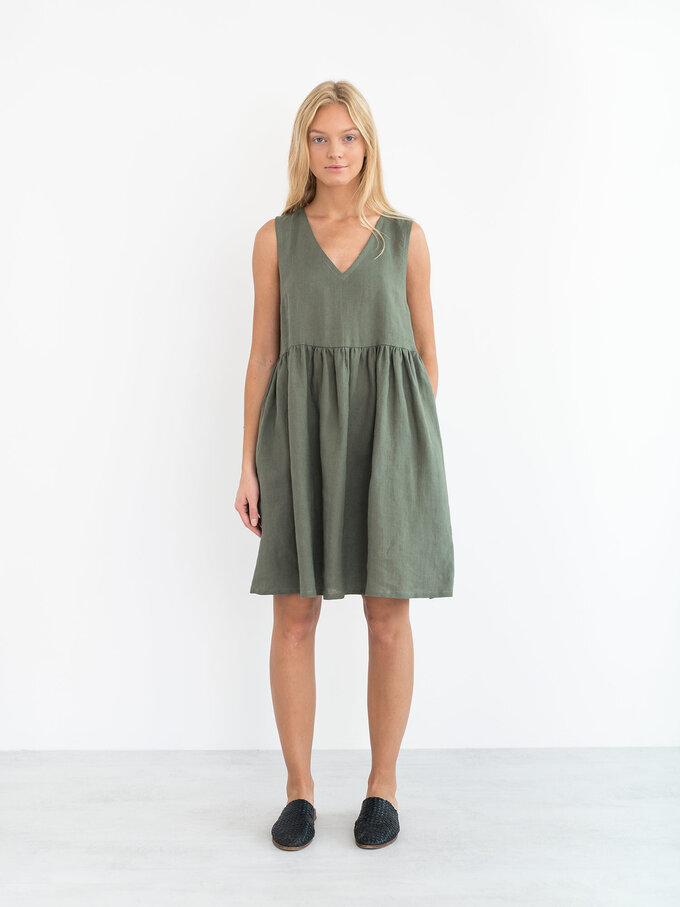 Image 3 of FRESSIA Linen Dress in Sage Green from Love and Confuse