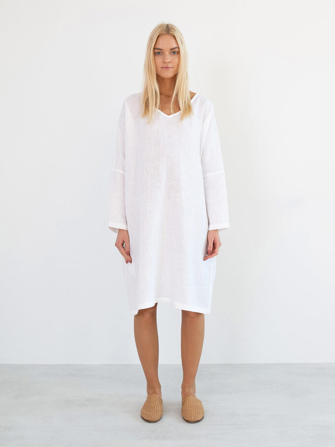 Image 6 of FRIDA Long Sleeve Linen Dress in White from Love and Confuse