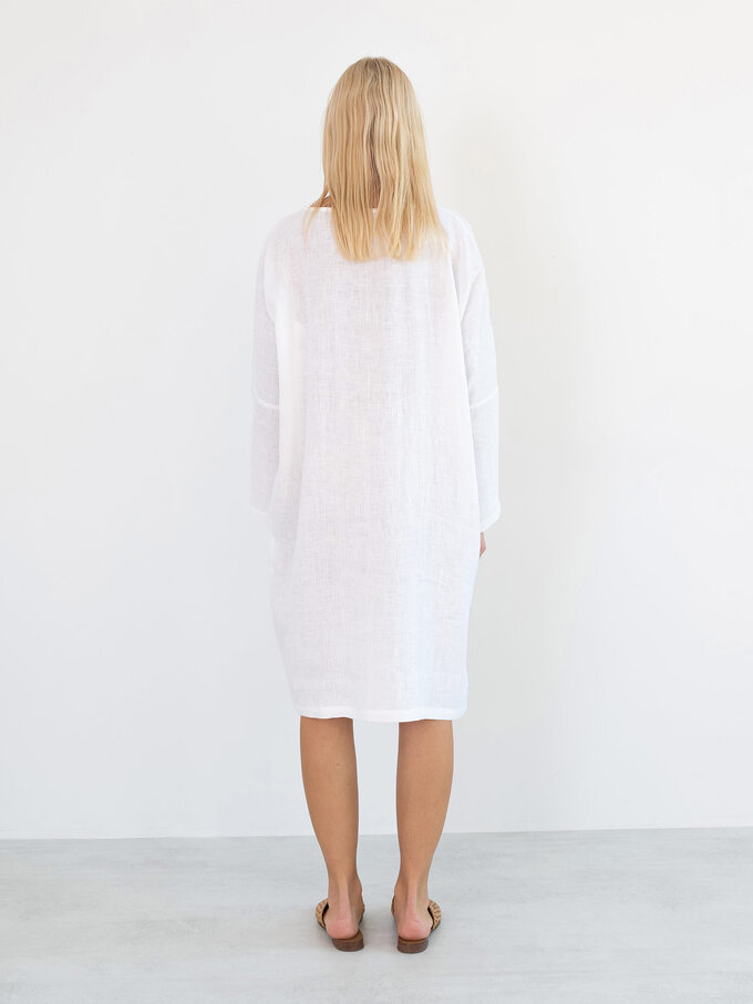 Image 7 of FRIDA Long Sleeve Linen Dress in White from Love and Confuse