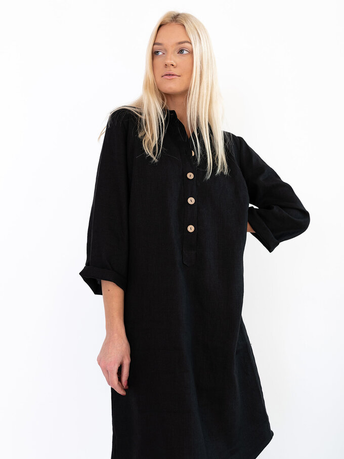 Image 4 of GIANNA Linen Shirt Dress in Black from Love and Confuse